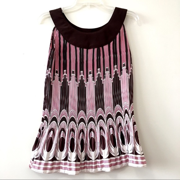 NWT Y2K Sleeveless Blouse Top Pink Brown White Medium - Picture 2 of 9